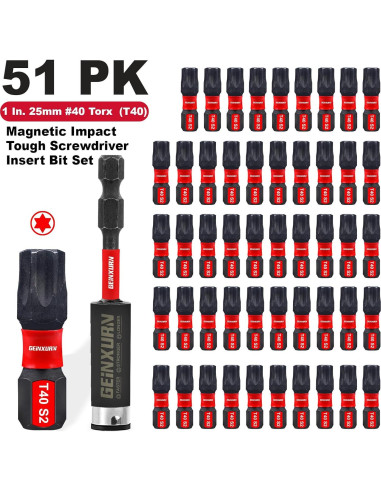 Juego de 51 Puntas Torx T40 GEINXURN Acero S2 2.54 cm