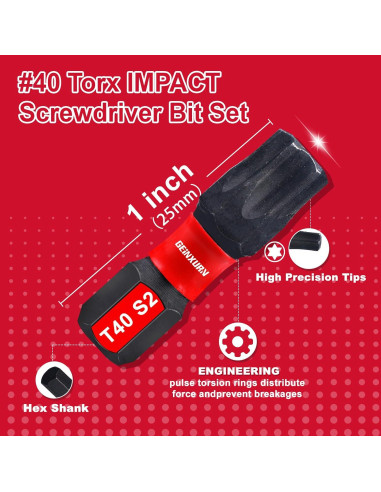 Juego de 51 Puntas Torx T40 GEINXURN Acero S2 2.54 cm