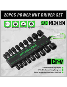 Juego de 20 Destornilladores de Tuerca SWANLAKE 0.32 kg 2