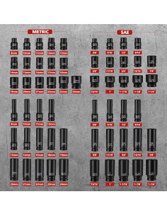 Juego de Enchufes de Impacto TOHOME 66 Piezas Cr-V 12,51 kg 2