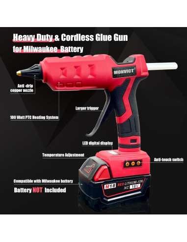 Pistola de Pegamento Inalámbrica MONVICT 100W 18V