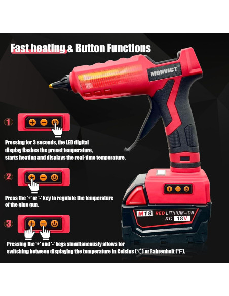 Pistola de Pegamento Inalámbrica MONVICT 100W 18V