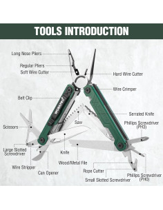 WORKPRO Multiherramienta 18 en 1 Acero Inoxidable Verde 2