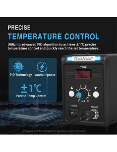 Estación de Retrabajo de Aire Caliente Toolour 858D 700W LED 2