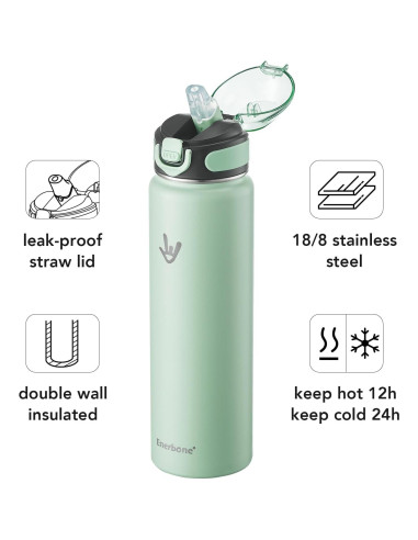 Botella de Agua Aislada Enerbone 32 oz Acero Inoxidable