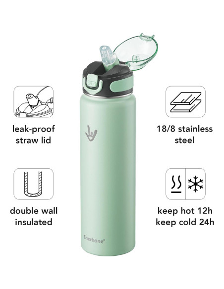 Botella de Agua Aislada Enerbone 32 oz Acero Inoxidable
