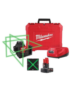 Nivel Láser Milwaukee M12 Verde 360 3 Planos + Carro Premium