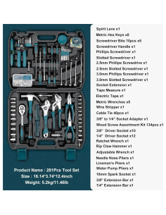 Kit de Herramientas Sundpey 281 Piezas para el Hogar 2