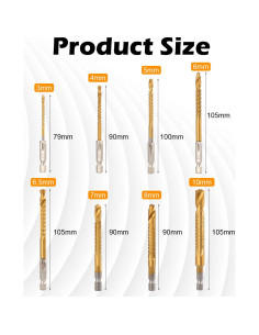 Juego de Brocas HSS Titanio AOKLIT 3-10mm 8 Piezas 2