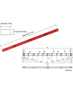Barra de Inglete KETIPED 450mm Aluminio Rojo Ajustable 2