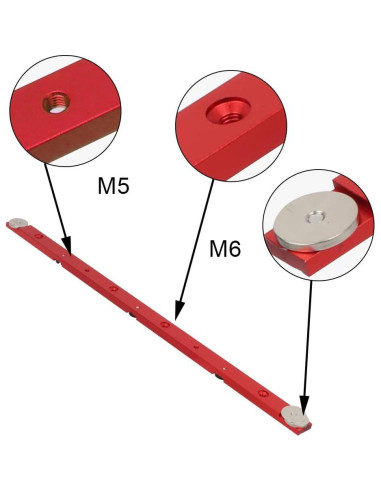 Barra de Inglete KETIPED 450mm Aluminio Rojo Ajustable