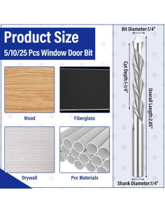 Brocas Tondiamo 0.64cm para Cortar Drywall - 5 Piezas 2