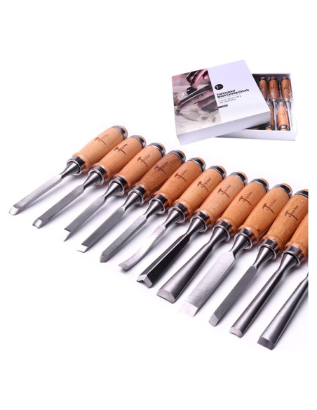 Juego de Cinceles de Madera ATOPLEE 12 Piezas con Estuche