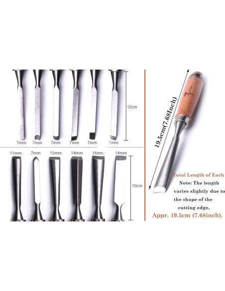 Juego de Cinceles de Madera ATOPLEE 12 Piezas con Estuche