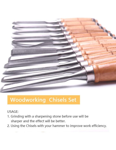 Juego de Cinceles de Madera ATOPLEE 12 Piezas con Estuche