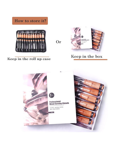 Juego de Cinceles de Madera ATOPLEE 12 Piezas con Estuche