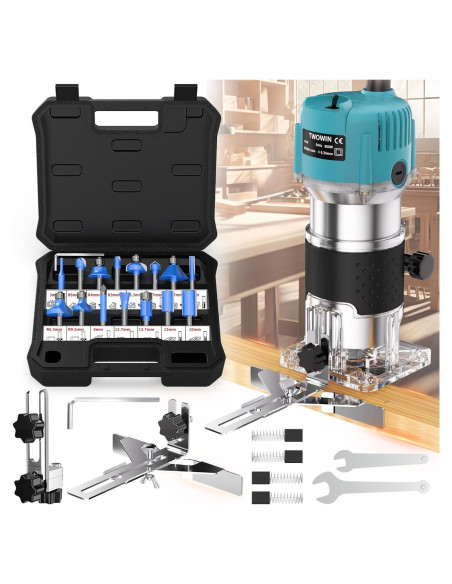 Router Compacto TwoWin 800W 1.25hp con 15 Brocas