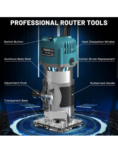 Router Compacto TwoWin 800W 1.25hp con 15 Brocas