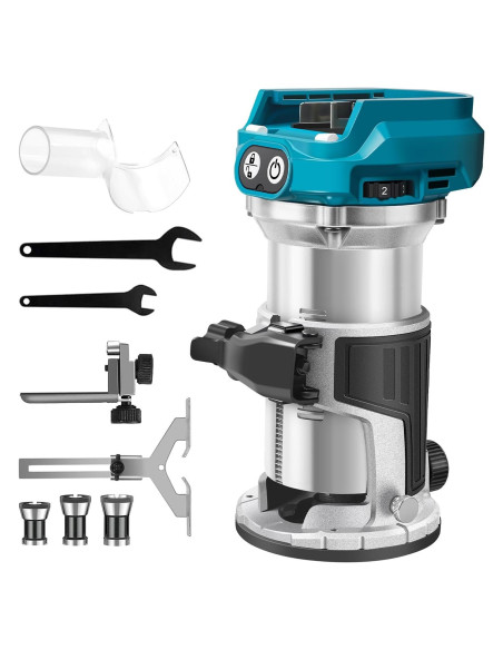 Router Inalámbrico ZUYIYI 18V 28000RPM Base Fija y Guía