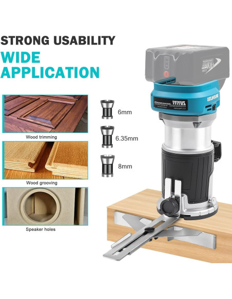 Router Inalámbrico ZUYIYI 18V 28000RPM Base Fija y Guía