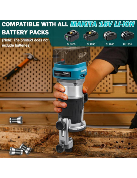 Router Inalámbrico ZUYIYI 18V 28000RPM Base Fija y Guía