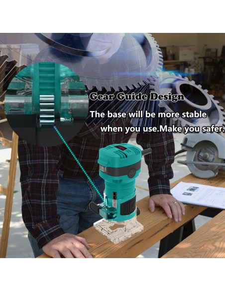 Router Compacto DOBETTER 32000 RPM con 6 Bits de Madera