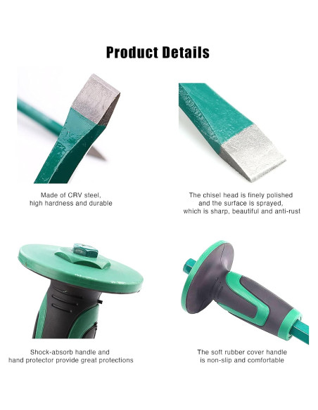 Cincel de Mampostería Genubi 30 cm Acero CRV Antideslizante