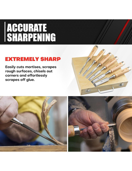 Cinceles de Madera C&T 8 Piezas con Estuche y Piedras