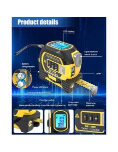 Cinta Métrica Láser 3-en-1 CRILEAL Amarillo 40M 2