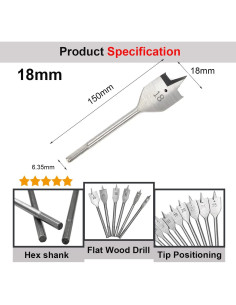 Broca plana SagaSave 18mm acero al carbono para madera 2