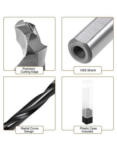 Broca de Punta Brad uxcell 5mm x 70mm HSS para Madera