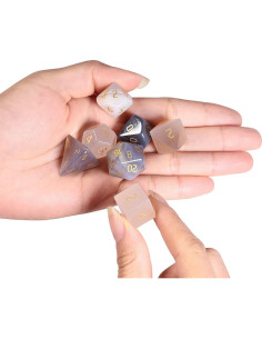 Juego de Dados DND Mookaitedecor 7 PCS Ágata Gris 2