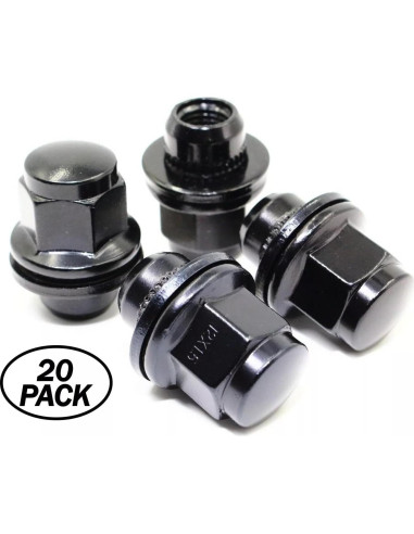 Juego de 20 Tuercas de Llantas Veritek 12x1.25mm Negras