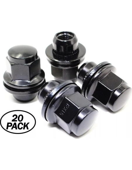 Juego de 20 Tuercas de Llantas Veritek 12x1.25mm Negras