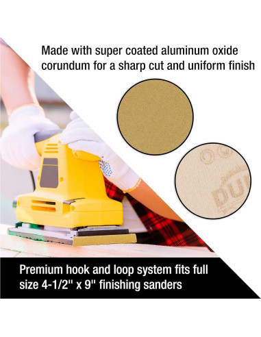 Papel de Lija Dura-Gold Premium 180 Granos 16 Hojas 11x4.5 cm