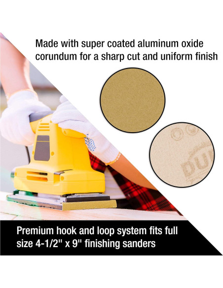 Papel de Lija Dura-Gold Premium 180 Granos 16 Hojas 11x4.5 cm