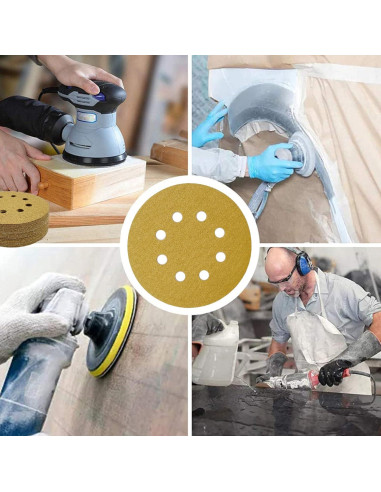 100 Discos de Lijado 12.7 cm QYQRQF 120 Granos 8 Agujeros