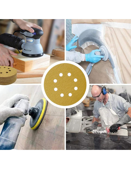 100 Discos de Lijado 12.7 cm QYQRQF 120 Granos 8 Agujeros