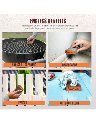 Esponja de Lijado Afruxy 4-Pack con Guantes 60/80/120/220 Grano