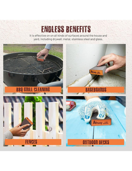 Esponja de Lijado Afruxy 4-Pack con Guantes 60/80/120/220 Grano