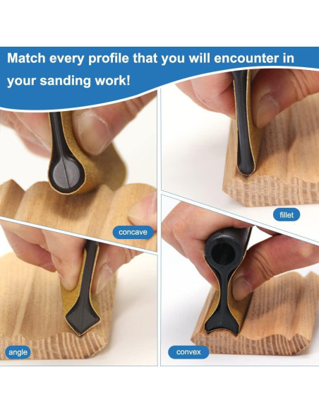 11 Agarraderas de Lijado de Contorno DITKOK para Carpintería