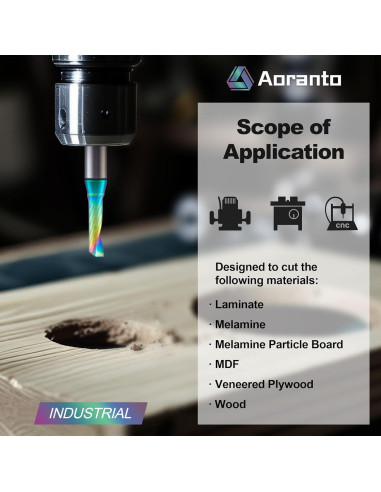 Fresa CNC Aoranto 3/16" Diámetro Paquete de 5