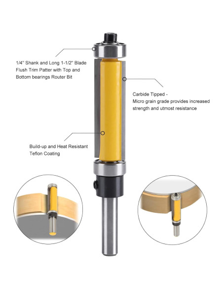 Broca niveladora Gorgeri 1/4" vástago 38mm para router