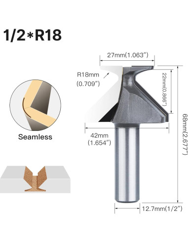 Fresa de Carpintería HUHAO R18 Cuchilla Curvatura 7.62cm