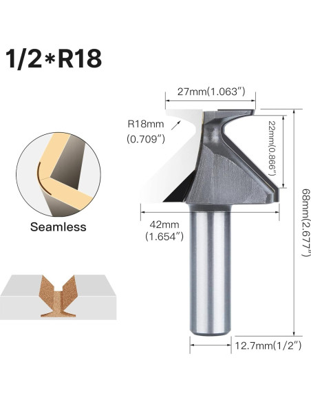 Fresa de Carpintería HUHAO R18 Cuchilla Curvatura 7.62cm