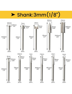 Juego de Brocas para Tallado en Madera HOMEIDOL 11 Piezas 3 mm 2