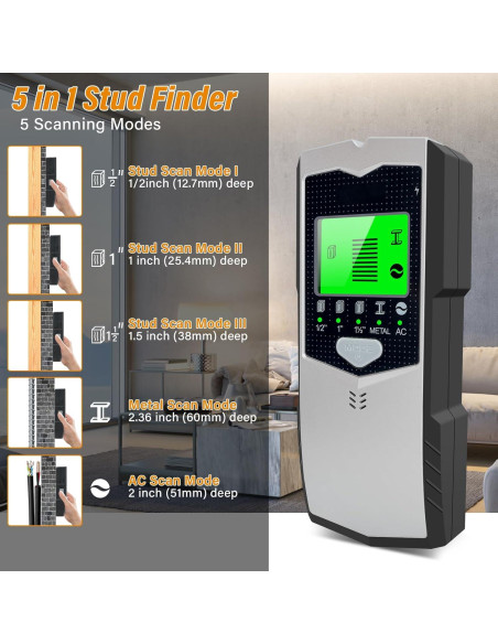 Buscador de Estudio Escáner de Pared Relahous 5 en 1 LCD