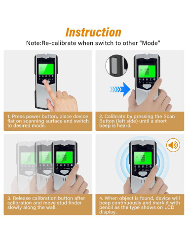 Buscador de Estudio Escáner de Pared Relahous 5 en 1 LCD