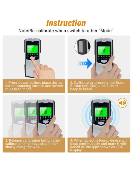 Buscador de Estudio Escáner de Pared Relahous 5 en 1 LCD