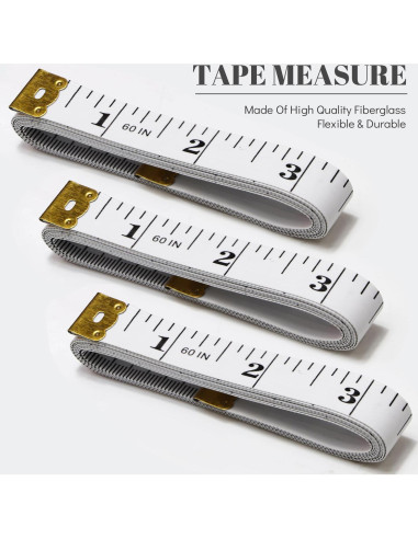 Cinta Métrica MYGBBKITDEC Paquete de 3 Cintas de Tela